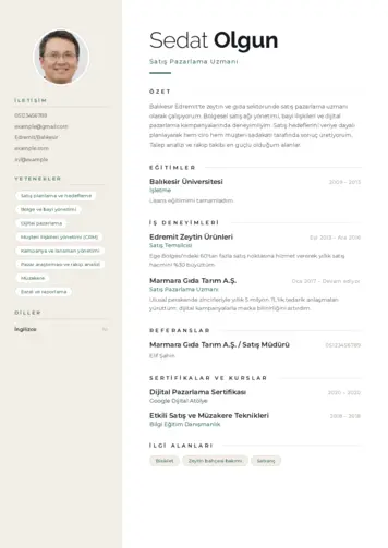 Satış Pazarlama CV Örnekleri cv indir